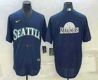 Mens Seattle Mariners Big Logo Navy Blue Stitched MLB Cool Base Nike Jersey->seattle mariners->MLB Jersey